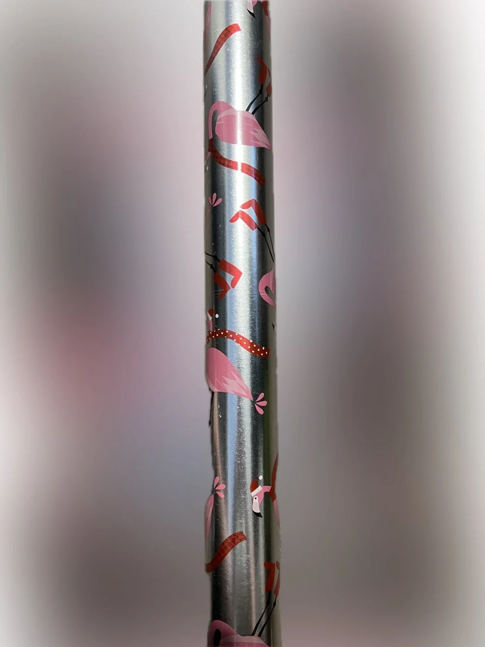 🔴New Pink Christmas Flamingo Silver Premium Heavy Foil Wrapping Paper Roll